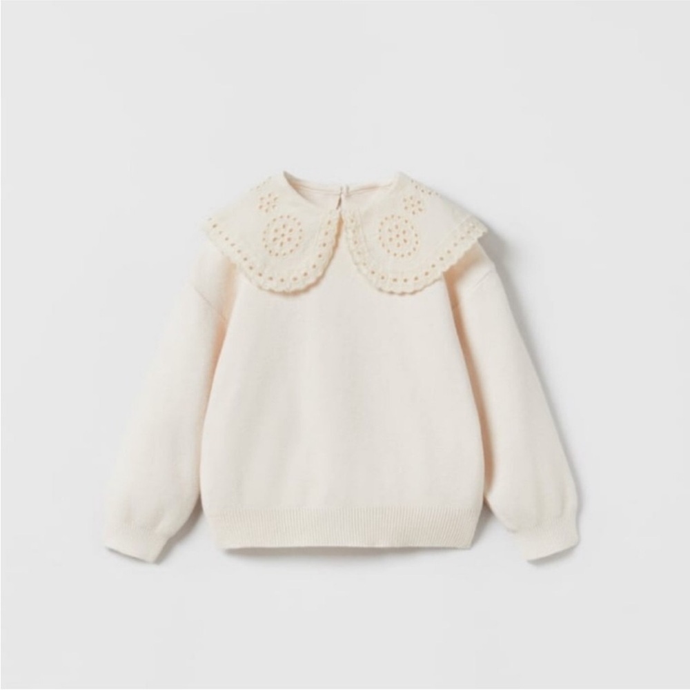 Zara Baby Crochet Collared Sweater Cream 12-18m